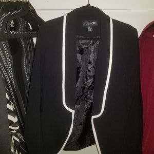 Tuxedo like Black Blazer with White trim Large